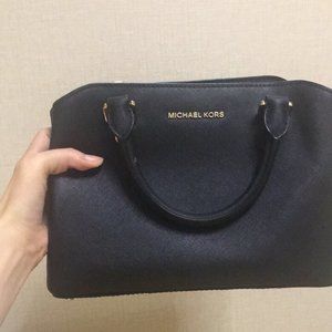 Michael Kors Avril Small Leather Top-Zip Satchel BLACK COLOR